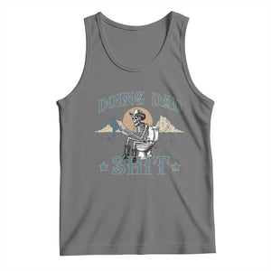 Funny Western Father Doing Dad Shit Tank Top Cowboy Skeleton Toilet Dad Jokes Father's Day TS11 Black Heather Print Your Wear