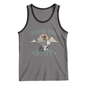 Funny Western Father Doing Dad Shit Tank Top Cowboy Skeleton Toilet Dad Jokes Father's Day TS11 Deep Heather Black Print Your Wear