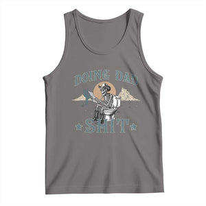 Funny Western Father Doing Dad Shit Tank Top Cowboy Skeleton Toilet Dad Jokes Father's Day TS11 Deep Heather Print Your Wear
