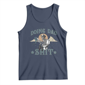 Funny Western Father Doing Dad Shit Tank Top Cowboy Skeleton Toilet Dad Jokes Father's Day TS11 Navy Print Your Wear