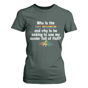 Funny Who Is The Gay Mormon And Why Is He Asking To See My Cooler Full Of Fish T Shirt For Women LGBT Rainbow Fish TS11 Dark Forest Green Print Your Wear
