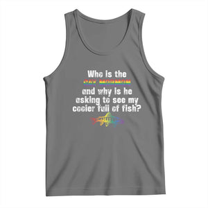 Funny Who Is The Gay Mormon And Why Is He Asking To See My Cooler Full Of Fish Tank Top LGBT Rainbow Fish TS11 Black Heather Print Your Wear