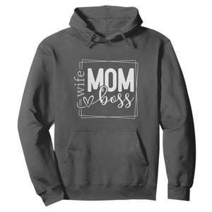 Funny Wife Mom Boss Hoodie Motherhood Mother's Day TS11 Dark Heather Print Your Wear