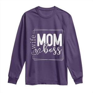Funny Wife Mom Boss Long Sleeve Shirt Motherhood Mother's Day TS11 Purple Print Your Wear