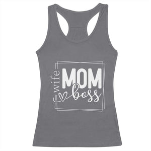 Funny Wife Mom Boss Racerback Tank Top Motherhood Mother's Day TS11 Charcoal Print Your Wear