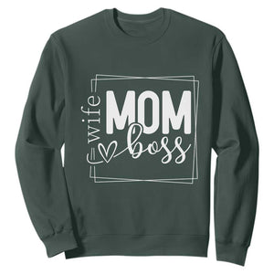 Funny Wife Mom Boss Sweatshirt Motherhood Mother's Day TS11 Dark Forest Green Print Your Wear