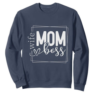 Funny Wife Mom Boss Sweatshirt Motherhood Mother's Day TS11 Navy Print Your Wear