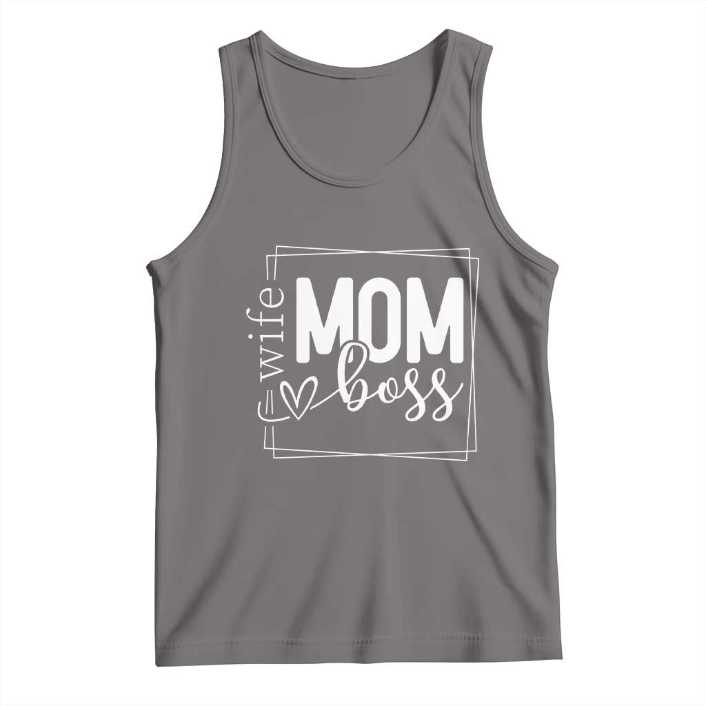 Funny Wife Mom Boss Tank Top Motherhood Mother's Day TS11 Deep Heather Print Your Wear