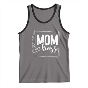 Funny Wife Mom Boss Tank Top Motherhood Mother's Day TS11 Deep Heather Black Print Your Wear