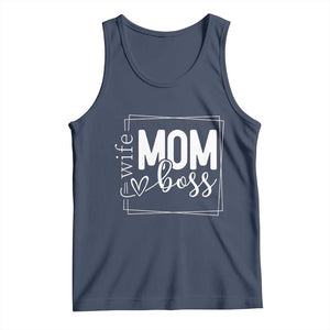 Funny Wife Mom Boss Tank Top Motherhood Mother's Day TS11 Navy Print Your Wear