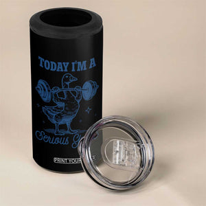 Funny Workout Silly Goose 4 in 1 Can Cooler Tumbler Today I'm A Serious Goose Lifting Weights Gym TS02 Print Your Wear
