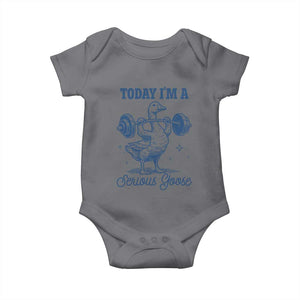 Funny Workout Silly Goose Baby Onesie Today I'm A Serious Goose Lifting Weights Gym TS02 Charcoal Print Your Wear