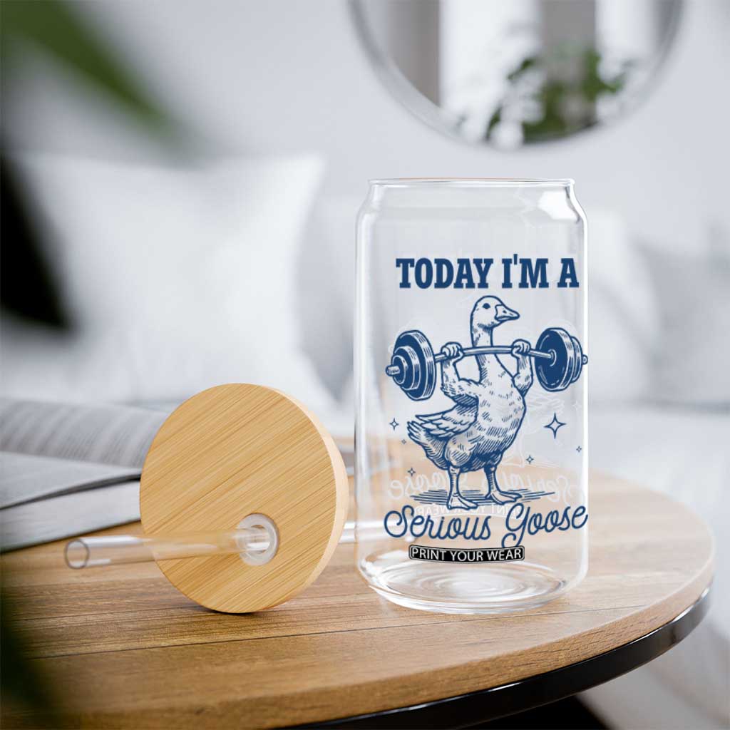 Funny Workout Silly Goose Glass Can Today I'm A Serious Goose Lifting Weights Gym TS02 Print Your Wear