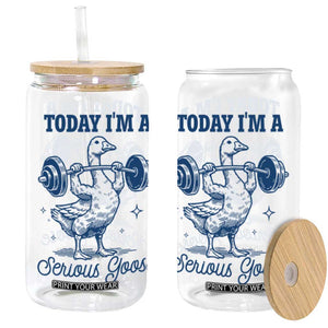 Funny Workout Silly Goose Glass Can Today I'm A Serious Goose Lifting Weights Gym TS02 Black Print Your Wear