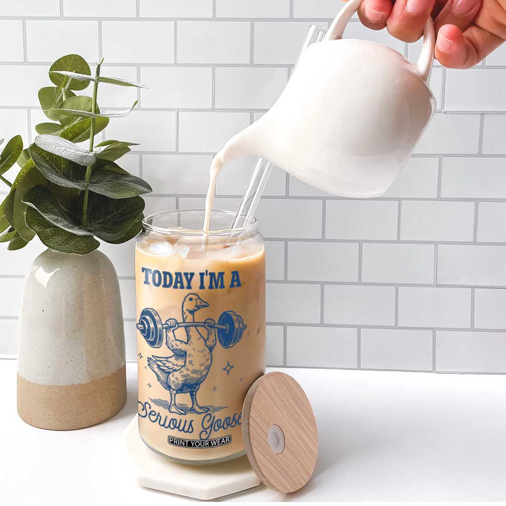 Funny Workout Silly Goose Glass Can Today I'm A Serious Goose Lifting Weights Gym TS02 Print Your Wear