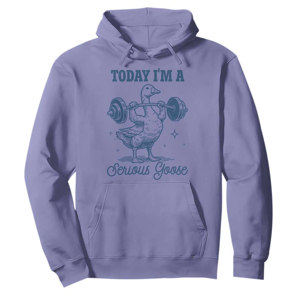 Funny Workout Silly Goose Hoodie Today I'm A Serious Goose Lifting Weights Gym TS02 Violet Print Your Wear