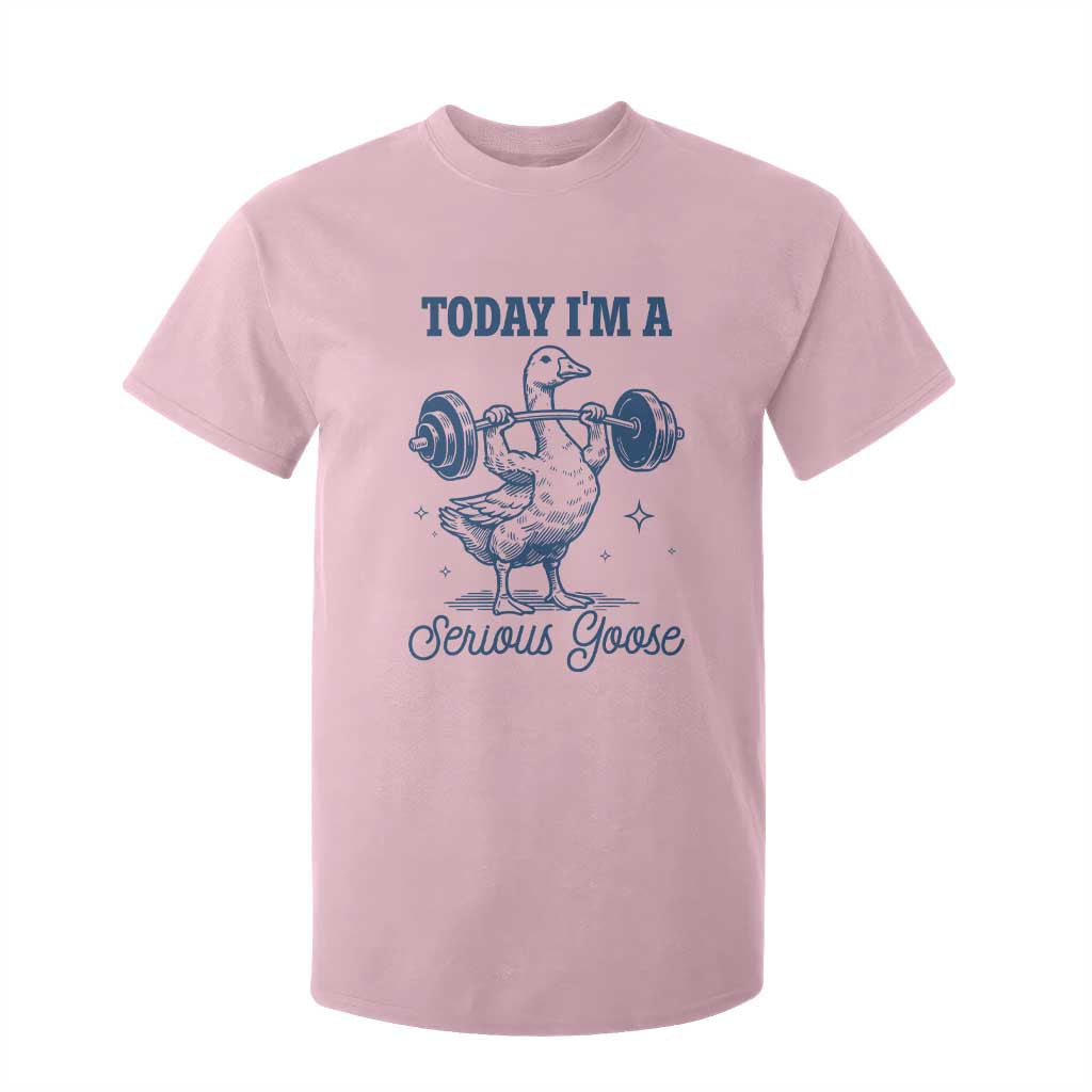 Funny Workout Silly Goose T Shirt For Kid Today I'm A Serious Goose Lifting Weights Gym TS02 Light Pink Print Your Wear