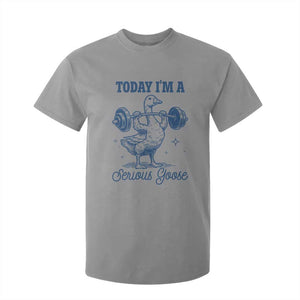 Funny Workout Silly Goose T Shirt For Kid Today I'm A Serious Goose Lifting Weights Gym TS02 Sport Gray Print Your Wear