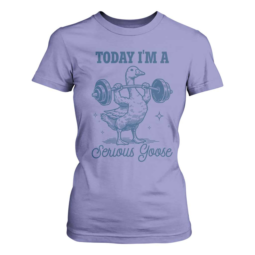 Funny Workout Silly Goose T Shirt For Women Today I'm A Serious Goose Lifting Weights Gym TS02 Violet Print Your Wear