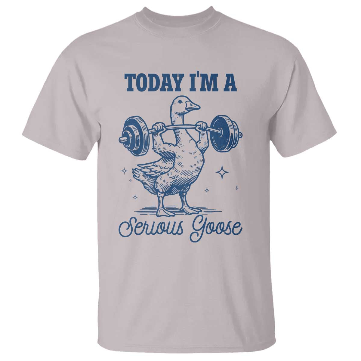 Funny Workout Silly Goose T Shirt Today I'm A Serious Goose Lifting Weights Gym TS02 Ice Gray Print Your Wear