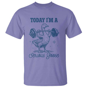 Funny Workout Silly Goose T Shirt Today I'm A Serious Goose Lifting Weights Gym TS02 Violet Print Your Wear