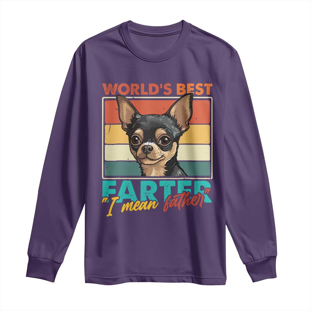 Funny World's Best Farter I Mean Father Long Sleeve Shirt Dog Dad TS11 Purple Print Your Wear
