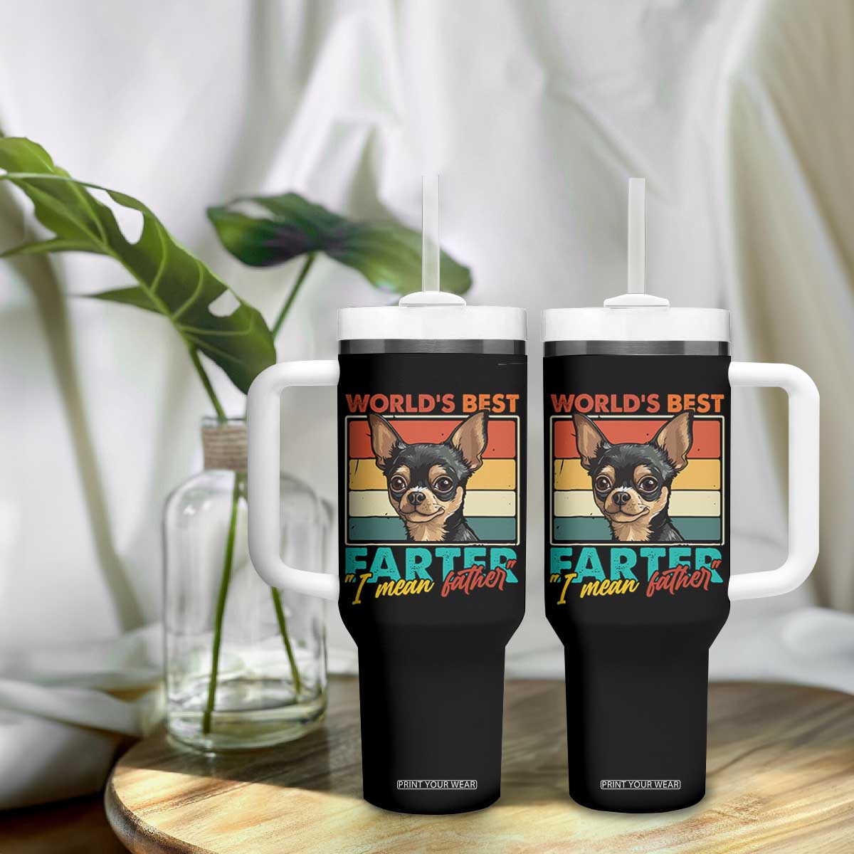 Funny World's Best Farter I Mean Father Tumbler With Handle Dog Dad TS11 Print Your Wear