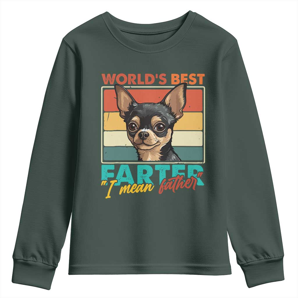 Funny World's Best Farter I Mean Father Youth Sweatshirt Dog Dad TS11 Dark Forest Green Print Your Wear