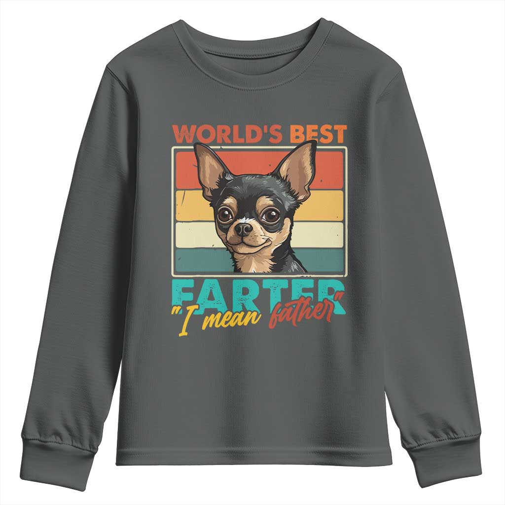 Funny World's Best Farter I Mean Father Youth Sweatshirt Dog Dad TS11 Dark Heather Print Your Wear