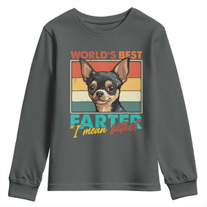 Funny World's Best Farter I Mean Father Youth Sweatshirt Dog Dad TS11 Dark Heather Print Your Wear
