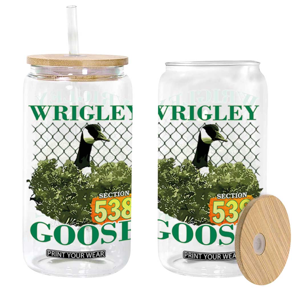 Funny Wrigley Goose Glass Can Section 538 Chicago TS02 White Print Your Wear