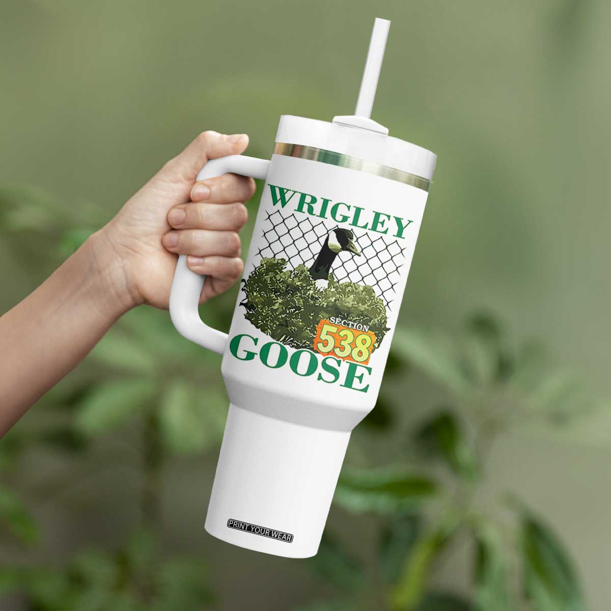 Funny Wrigley Goose Tumbler With Handle Section 538 Chicago TS02 Print Your Wear