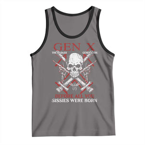 Funny X Generation Tank Top The Badass Generation Before All You Sissies Were Born Skull TS11 Deep Heather Black Print Your Wear