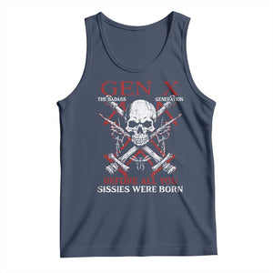 Funny X Generation Tank Top The Badass Generation Before All You Sissies Were Born Skull TS11 Navy Print Your Wear