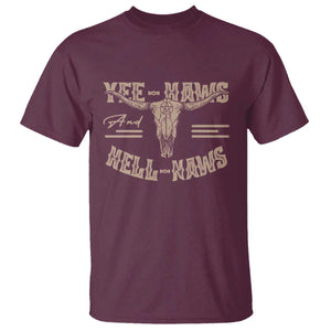 Funny Yee Haws And Hell Naws T Shirt Western Country Cowboy Longhorn Skull TS11 Maroon Print Your Wear