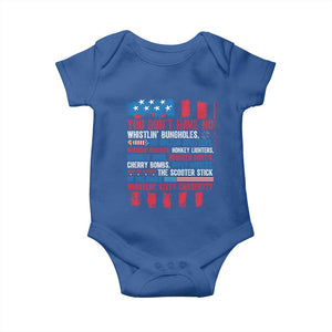 Funny You Dont Have No Whistlin Bugholes Baby Onesie 4th Of July American Flag TS11 Royal Blue Print Your Wear
