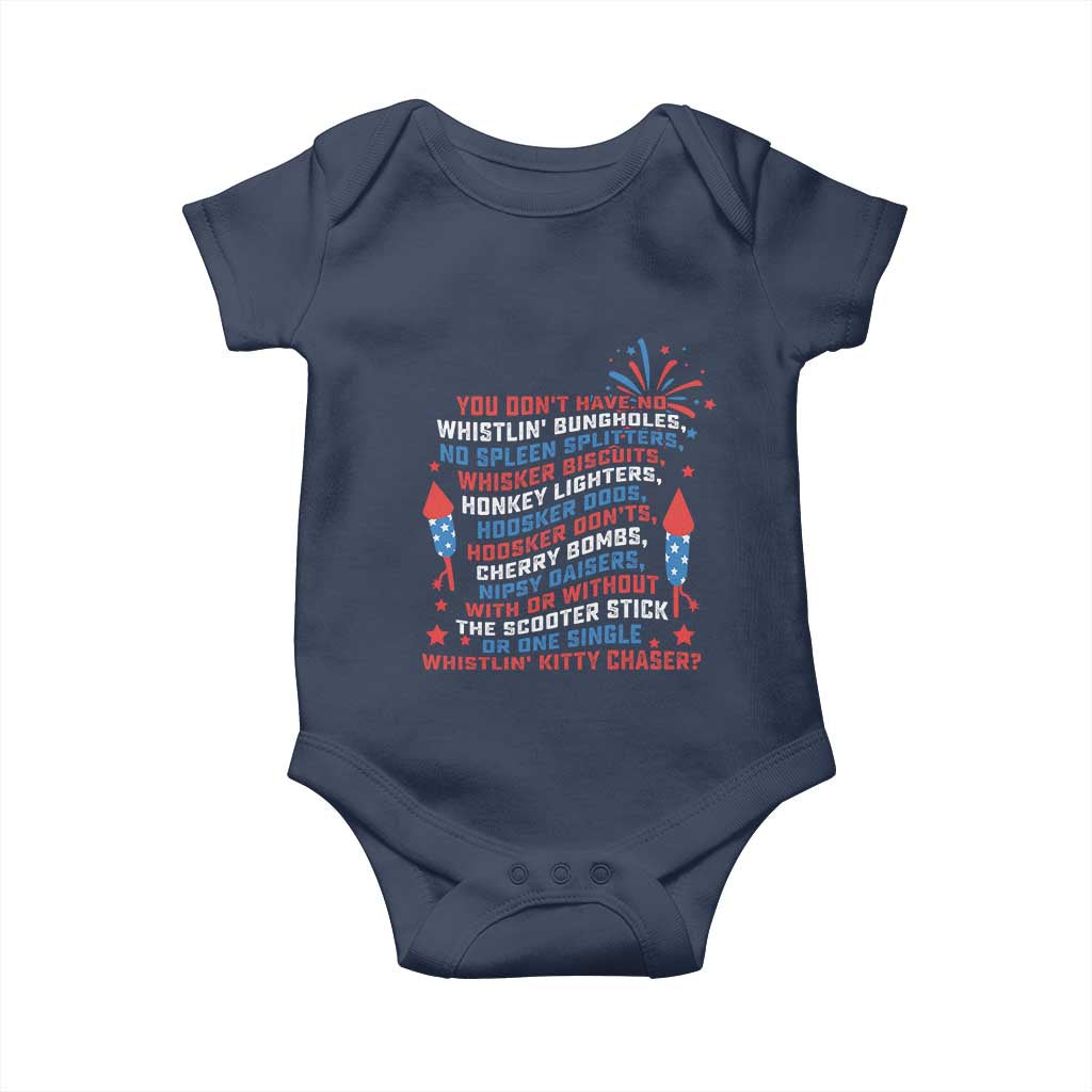 Funny You Dont Have No Whistlin Bungholes Baby Onesie USA Flag 4th Of July TS11 Navy Print Your Wear