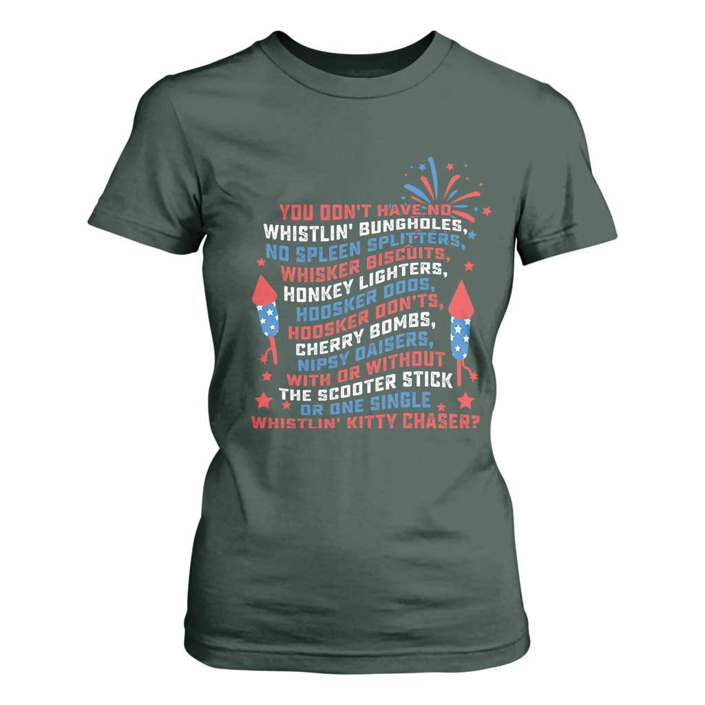 Funny You Dont Have No Whistlin Bungholes T Shirt For Women USA Flag 4th Of July TS11 Dark Forest Green Print Your Wear