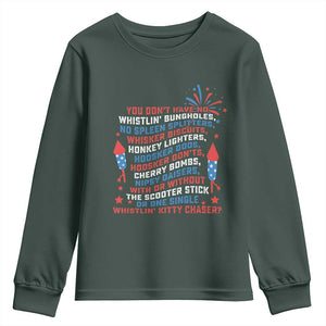 Funny You Dont Have No Whistlin Bungholes Youth Sweatshirt USA Flag 4th Of July TS11 Dark Forest Green Print Your Wear
