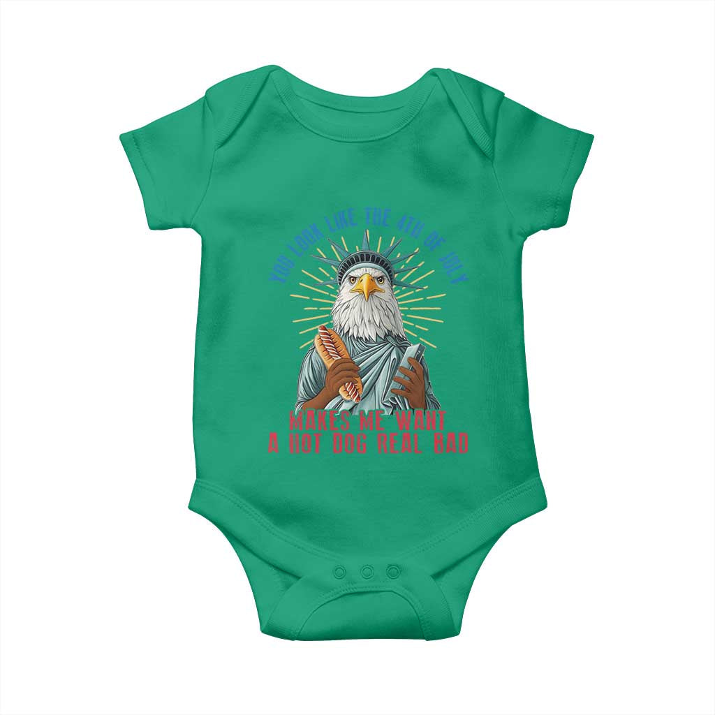 Funny You Look Like The 4th Of July Makes Me Want A Hot Dog Real Bad Baby Onesie Eagle Statue Of Liberty TS11 Irish Green Print Your Wear