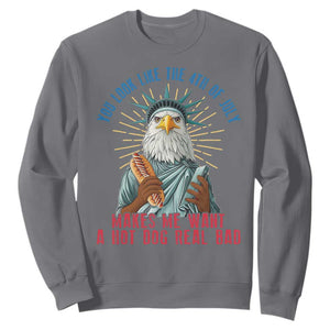 Funny You Look Like The 4th Of July Makes Me Want A Hot Dog Real Bad Sweatshirt Eagle Statue Of Liberty TS11 Charcoal Print Your Wear