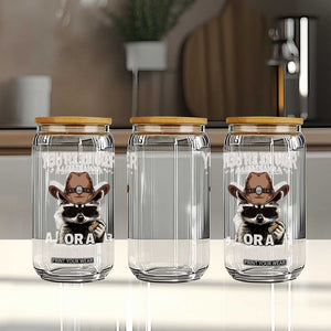 Funny You're Either A Smart Fella Or A Fart Smella Glass Can Cowboy Racoon TS11 Print Your Wear