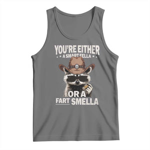 Funny You're Either A Smart Fella Or A Fart Smella Tank Top Cowboy Racoon TS11 Black Heather Print Your Wear