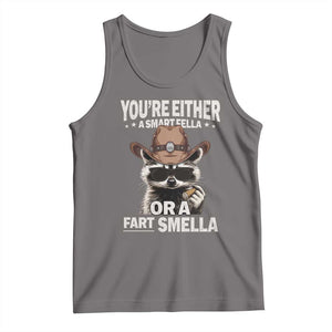 Funny You're Either A Smart Fella Or A Fart Smella Tank Top Cowboy Racoon TS11 Deep Heather Print Your Wear