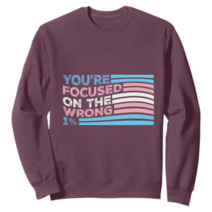 Funny You're Focused On The Wrong 1% Sweatshirt Bi Transgender LGBT TS11 Maroon Print Your Wear