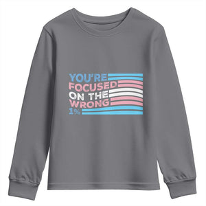 Funny You're Focused On The Wrong 1% Youth Sweatshirt Bi Transgender LGBT TS11 Charcoal Print Your Wear