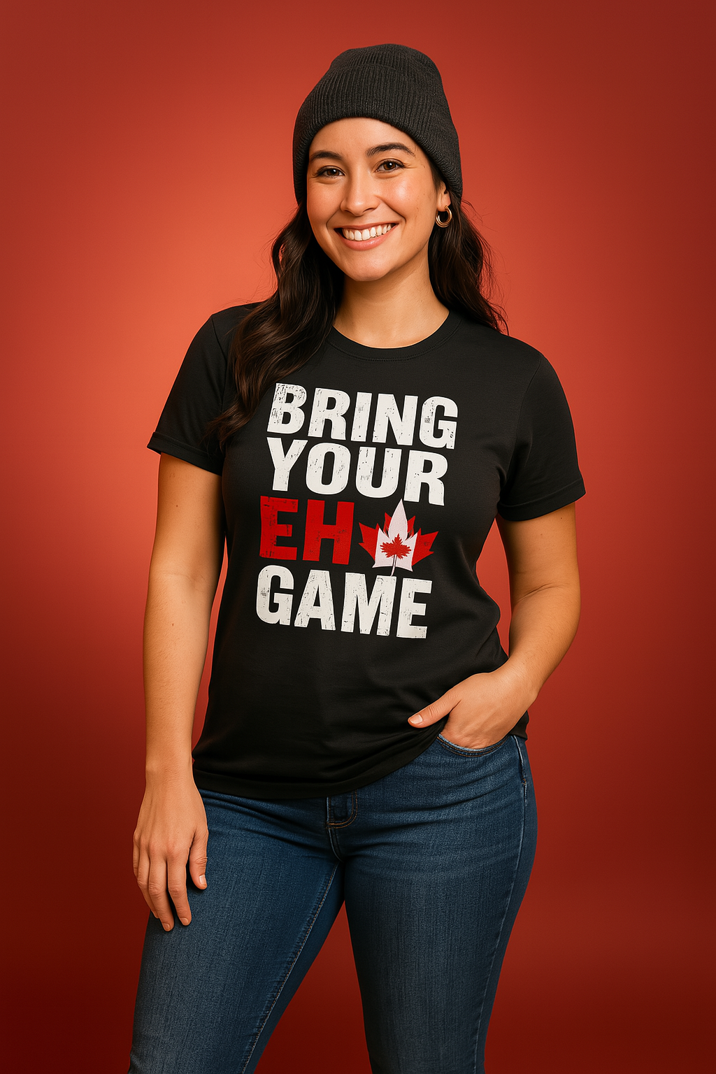 Funny Canadian T Shirt Bring Your Eh Game Canada Flag Maple Leaf TS09 Black Print Your Wear