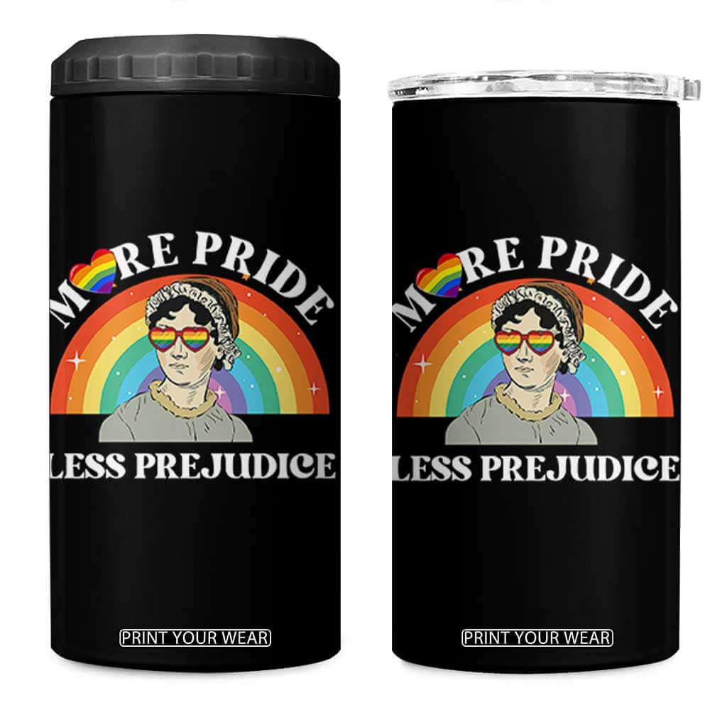 Gay Pride 4 in 1 Can Cooler Tumbler More Pride Less Prejudice LGBT Pride Month TS02 One Size: 16 oz Black Print Your Wear