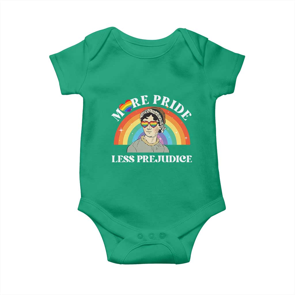Gay Pride Baby Onesie More Pride Less Prejudice LGBT Pride Month TS02 Irish Green Print Your Wear