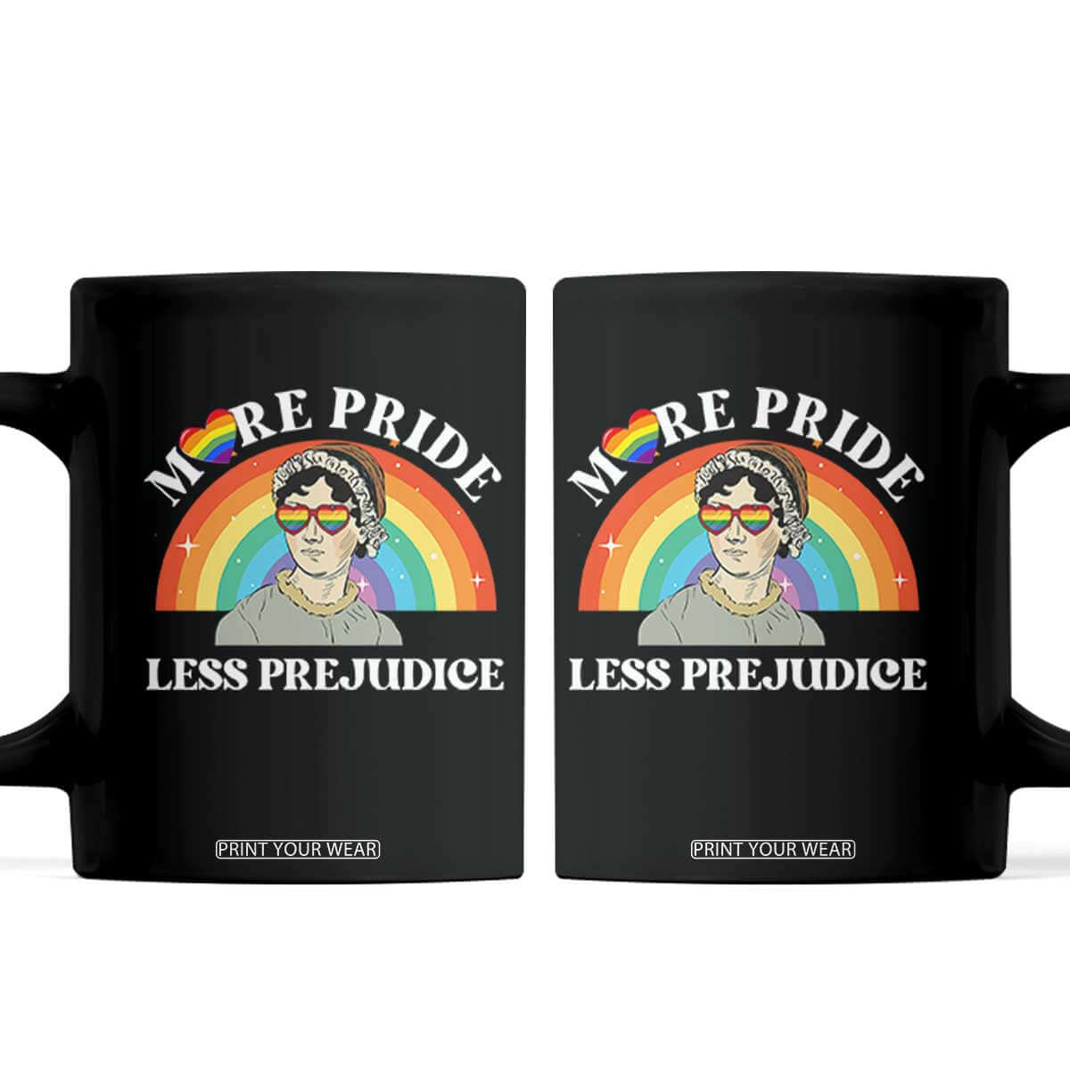 Gay Pride Coffee Mug More Pride Less Prejudice LGBT Pride Month TS02 Black Print Your Wear